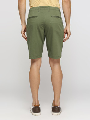 BASICS Self Design Men Light Green Regular Shorts