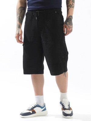 Hubberholme Solid Men Black Casual Shorts
