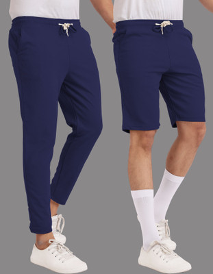 Yazole Solid Men Blue Gym Shorts