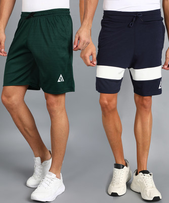 Adrenex Color Block Men Blue, Dark Green Basic Shorts