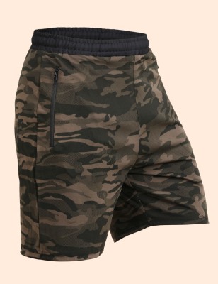 NINQ Military Camouflage Men Green Sports Shorts