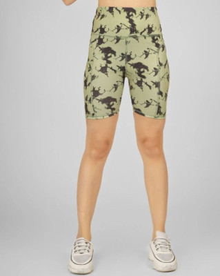 BEYOGINI Printed Women Green, Black Sports Shorts