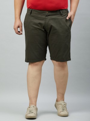 STUDIO NEXX Solid Men Dark Green Chino Shorts, Casual Shorts