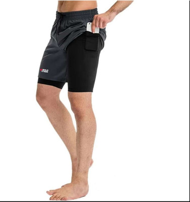 BOLD FITNESS Solid Men Dark Grey Sports Shorts