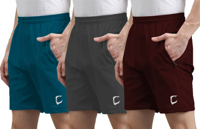 CRAVVEN Solid Men Multicolor Sports Shorts