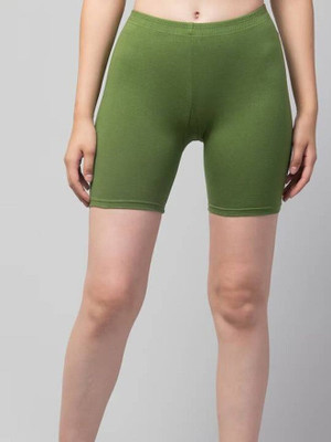 HiRRuX Solid Women Dark Green Sports Shorts