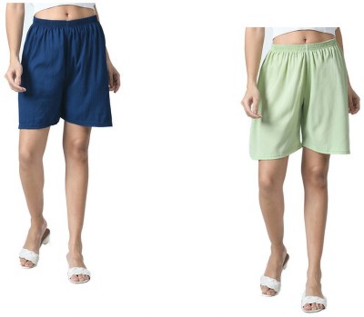 IndiWeaves Solid Women Multicolor High Waist Shorts