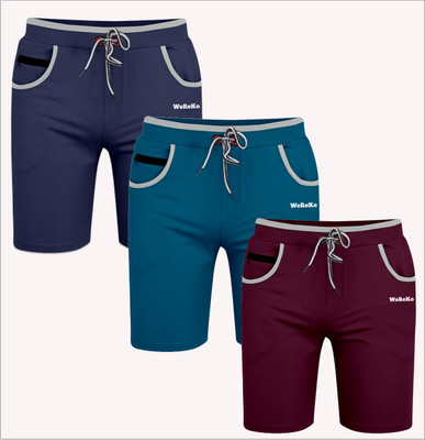 VINTHON Self Design Men Dark Blue, Light Blue, Maroon Regular Shorts