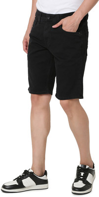 Spykar Solid Men Black Basic Shorts