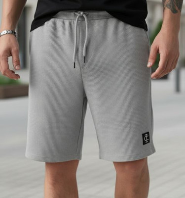 INDICLUB Self Design Men Dark Grey Regular Shorts