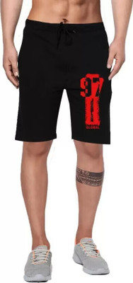 HOC Self Design, Printed Men Black Basic Shorts