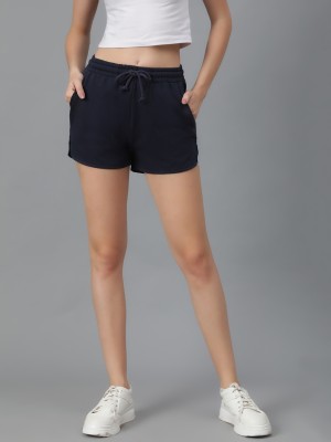 KOTTY Solid Women Dark Blue Regular Shorts