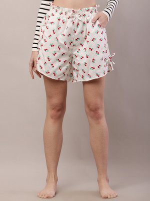 A R J FASHION Printed Women Red Regular Shorts