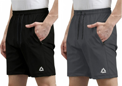 AsRx Printed Men Grey, Black Regular Shorts