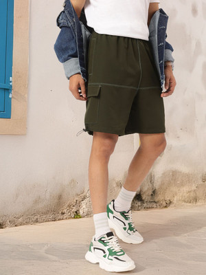 Kook N Keech Solid Men Green Regular Shorts