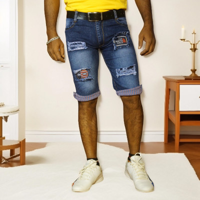 Flowers Life Dyed/Washed Men Blue Denim Shorts