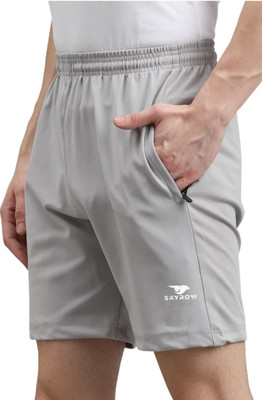 HouseOfCommon Solid Men Grey Basic Shorts