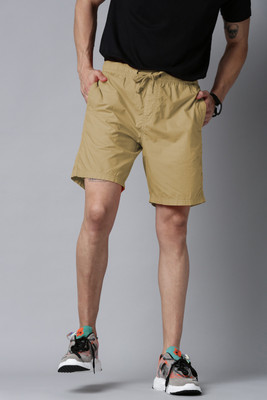 BREAKBOUNCE Solid Men Khaki Regular Shorts