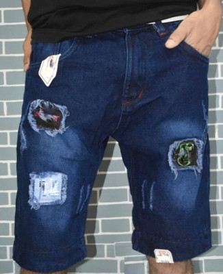 RCS Distressed Men Denim Blue Denim Shorts