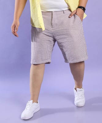 Instafab Plus Striped Men Brown Casual Shorts