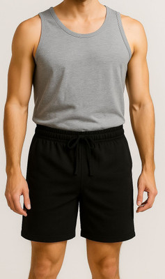 ACTIVE FIT Solid Men Black Baggy Shorts