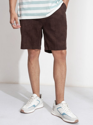 HIGHLANDER Self Design Men Brown Regular Shorts