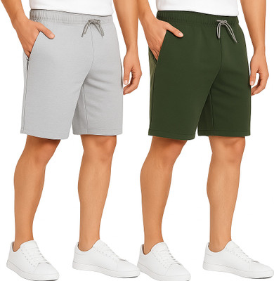 VM TEX Solid Men Grey, Green Regular Shorts