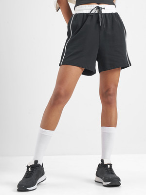 Tokyo Talkies Solid, Striped Women Black Regular Shorts