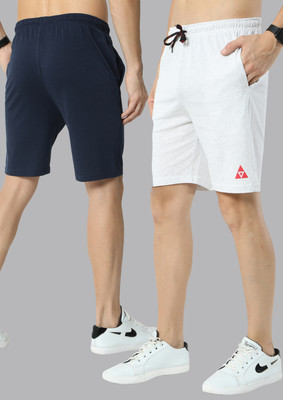 ARDEUR Solid Men Blue, White Casual Shorts