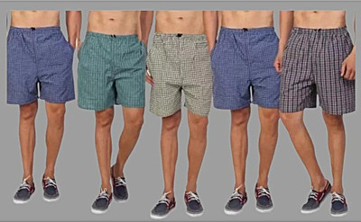 peoplelike Solid, Checkered Men Multicolor Casual Shorts