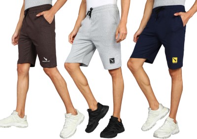 GYRFALCON Self Design Men Brown, Silver, Dark Blue Regular Shorts