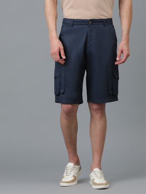 KOTTY Solid Men Dark Blue Regular Shorts