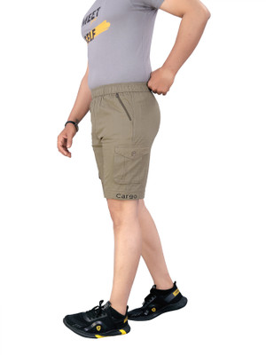 MUNNZ Solid Men Khaki Cargo Shorts