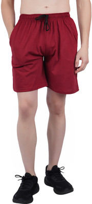 Wrodss Solid Men Maroon Casual Shorts