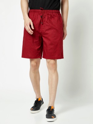 CRIMSOUNE CLUB Printed Men Red Basic Shorts