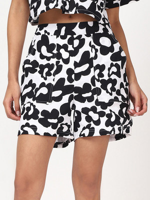 BEWAKOOF Printed Women White Casual Shorts