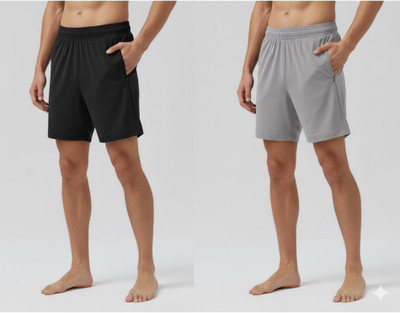 Blacktail Solid Men Black, Grey Casual Shorts, Gym Shorts, Sports Shorts