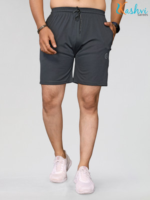 Kashvi Solid, Self Design Men Grey Regular Shorts