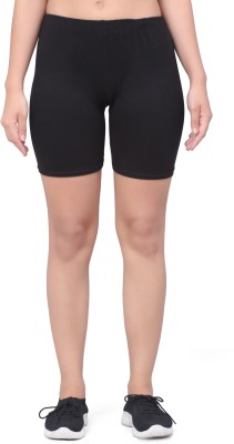 Ficky Solid Women Black Cycling Shorts