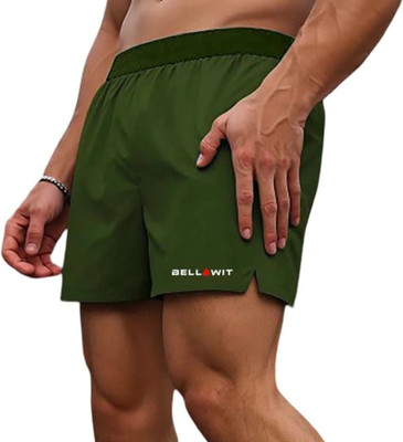 Bellwit Solid Men Green Sports Shorts
