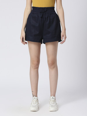 BEING HUMAN Solid Women Blue Basic Shorts