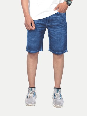 radprix Self Design Men Denim Blue Denim Shorts