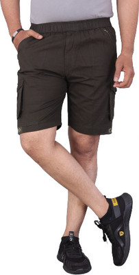 kartavya Solid Men Brown Cargo Shorts