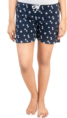 HouseOfCommon Printed Women Dark Blue Night Shorts