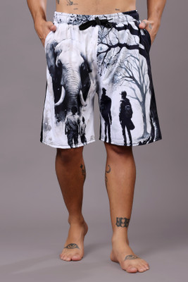 Flirty Soul Printed Men Black Regular Shorts
