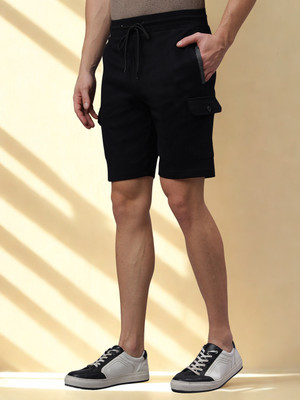 Ho Bindaass Solid Men Black Cargo Shorts