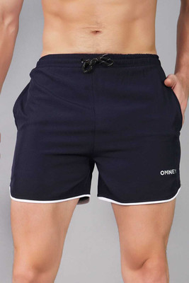OMNEY Solid Men Blue Basic Shorts