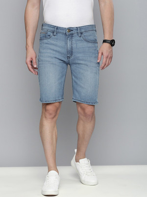The Indian Garage Co. Solid Men Blue Denim Shorts