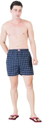 Barry and Clark Checkered Men Blue Sports Shorts