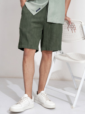 HIGHLANDER Self Design Men Green Regular Shorts